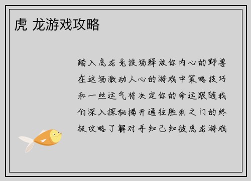 虎 龙游戏攻略